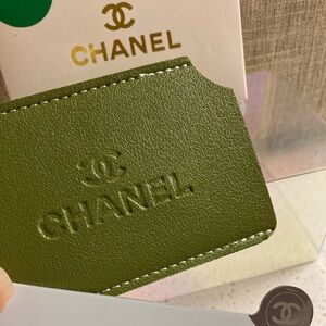 CHANEL Olive Green Card Holder/Mirror